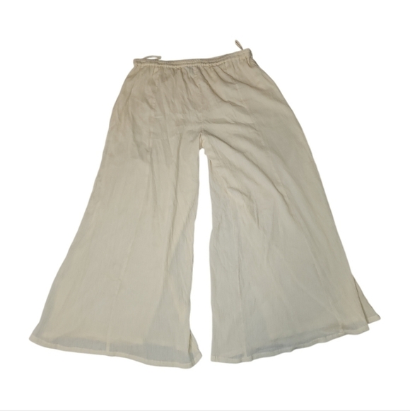 Marisol Wide Leg Elastic Waist Pull On Lined Cotton Plus Size Pants 2X Boho - Picture 1 of 6